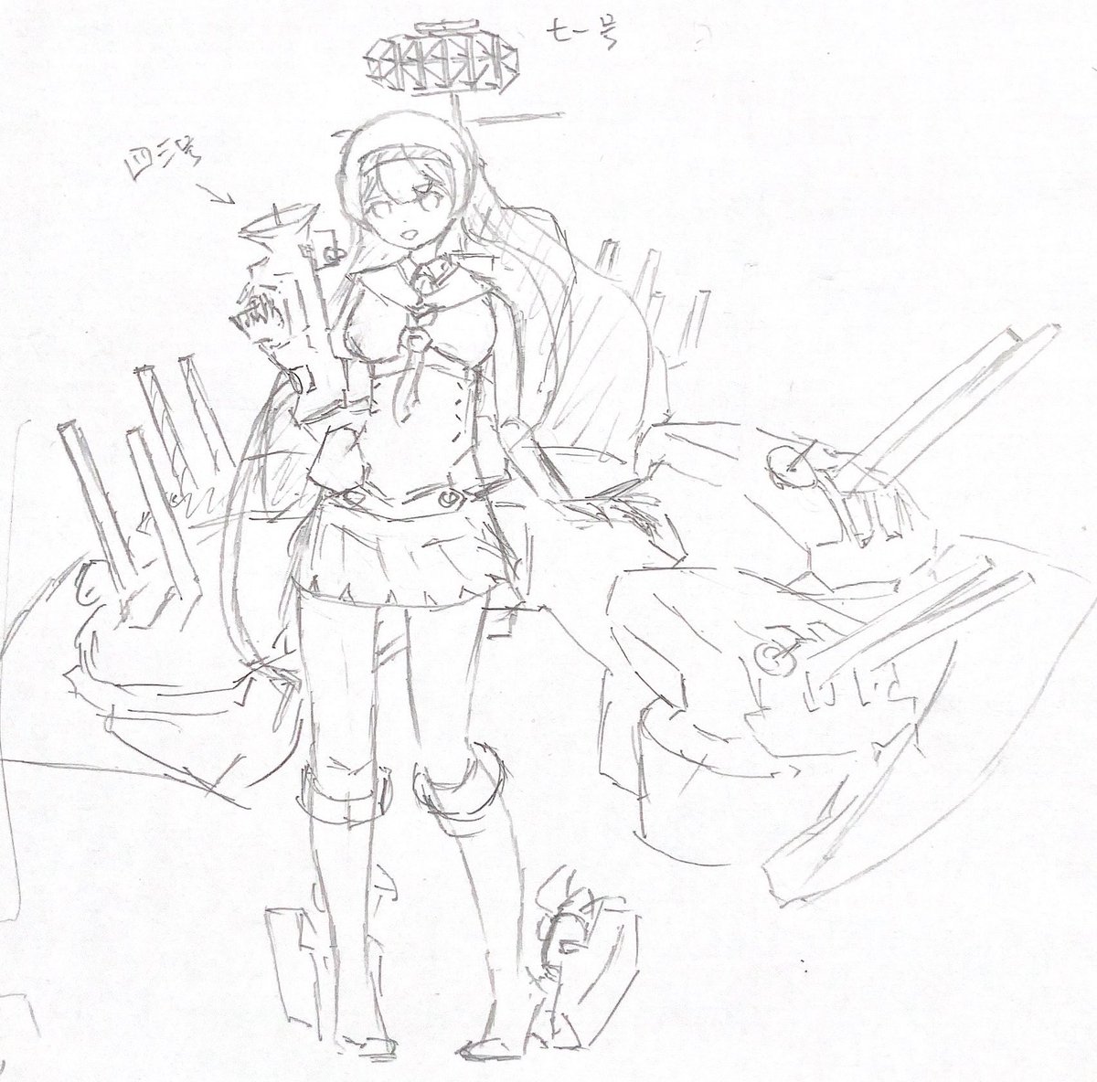 hayateED209's tweet photo. #RSBC
ラフ中のラフ
 999艦隊構想後期建造駆逐艦のどれかだけど、満月級か妙風級にするか迷う https://t.co/AP8aiLWmBu