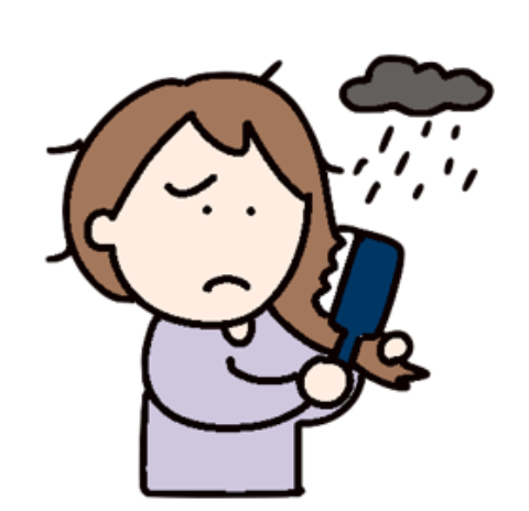 usrok29's tweet photo. 天気のことわざ：
「髪に櫛が通りにくいと雨の予兆」
空気中の湿度が高くなると髪の毛が水分を吸収してふくらみます。ふくらんだ髪はうねりを生じるため、櫛が通り難くなるようです。「梅雨どきは髪型が決まらない」と悩む方が多いのも、その理由によるものでしょう。さて、今日の櫛どおりは如何かな。 https://t.co/JKuzUrW9sw