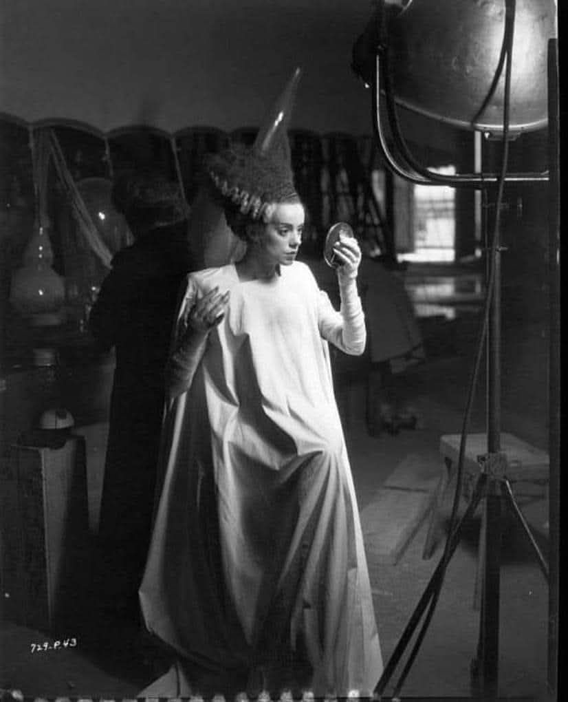 HorrorHammer1's tweet photo. Elsa Lanchester on the set of Bride of Frankenstein. 1935 https://t.co/PZqEPHmbqS