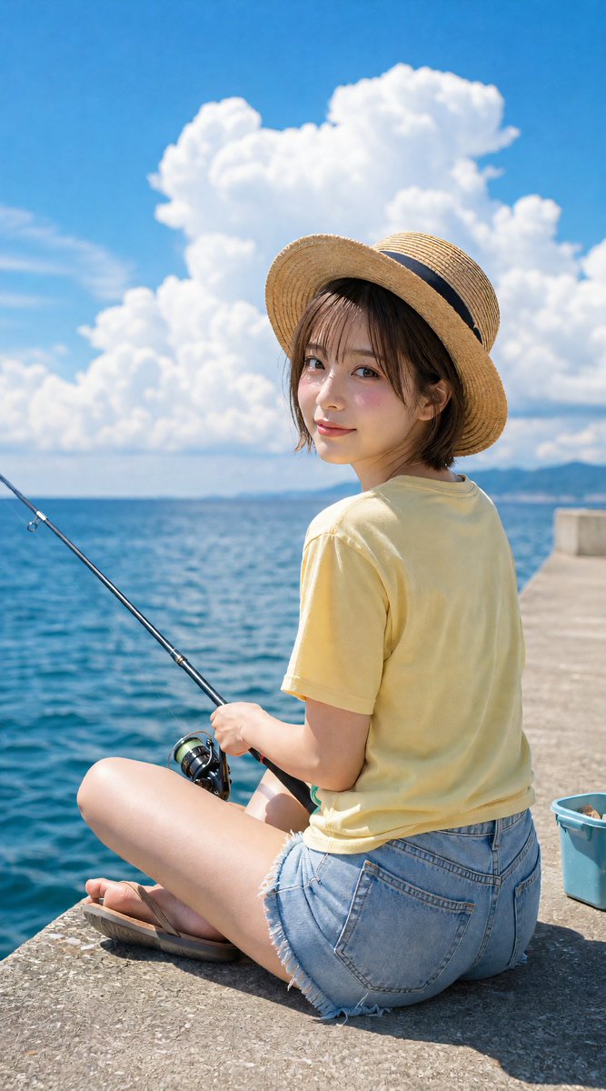 ShiroYeeeeah's tweet photo. 「夏を先取り！２」 
ついにローカル環境で動画生成ができました！
いやぁ～初心者には大変でした。
#AIart #AIphoto #AIグラビア #AI美少女 #夏 #ビーチ #海 #夏を先取り #ショートヘア #リゾート #夏休み https://t.co/sLjTXZSwqz