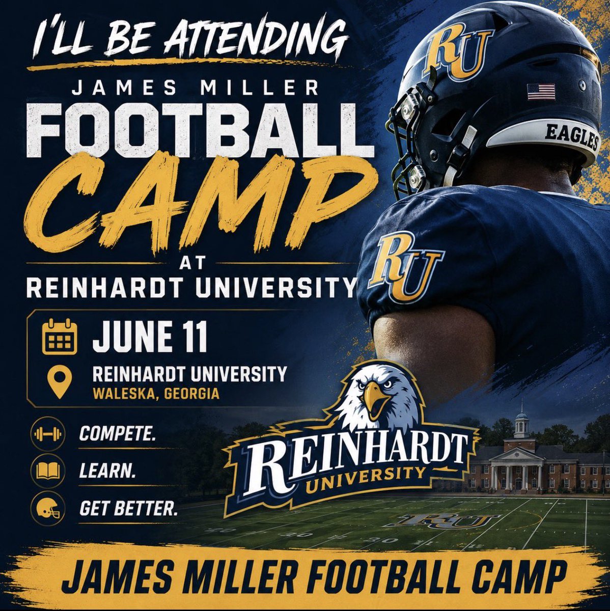 howell_kolson's tweet photo. Excited to be back at camp tomorrow at Reinhardt‼️Huge thanks to @robarmstrong41 for the invite! Grateful for another opportunity to show off my skills!

@CoachHeathWebb @CameronPettus @EdCollins26 @RecruitGeorgia @D1RecruitNation @COACHMAC515 @CoachDougSaylor @NEGARecruits https://t.co/EJoI0mhUn2