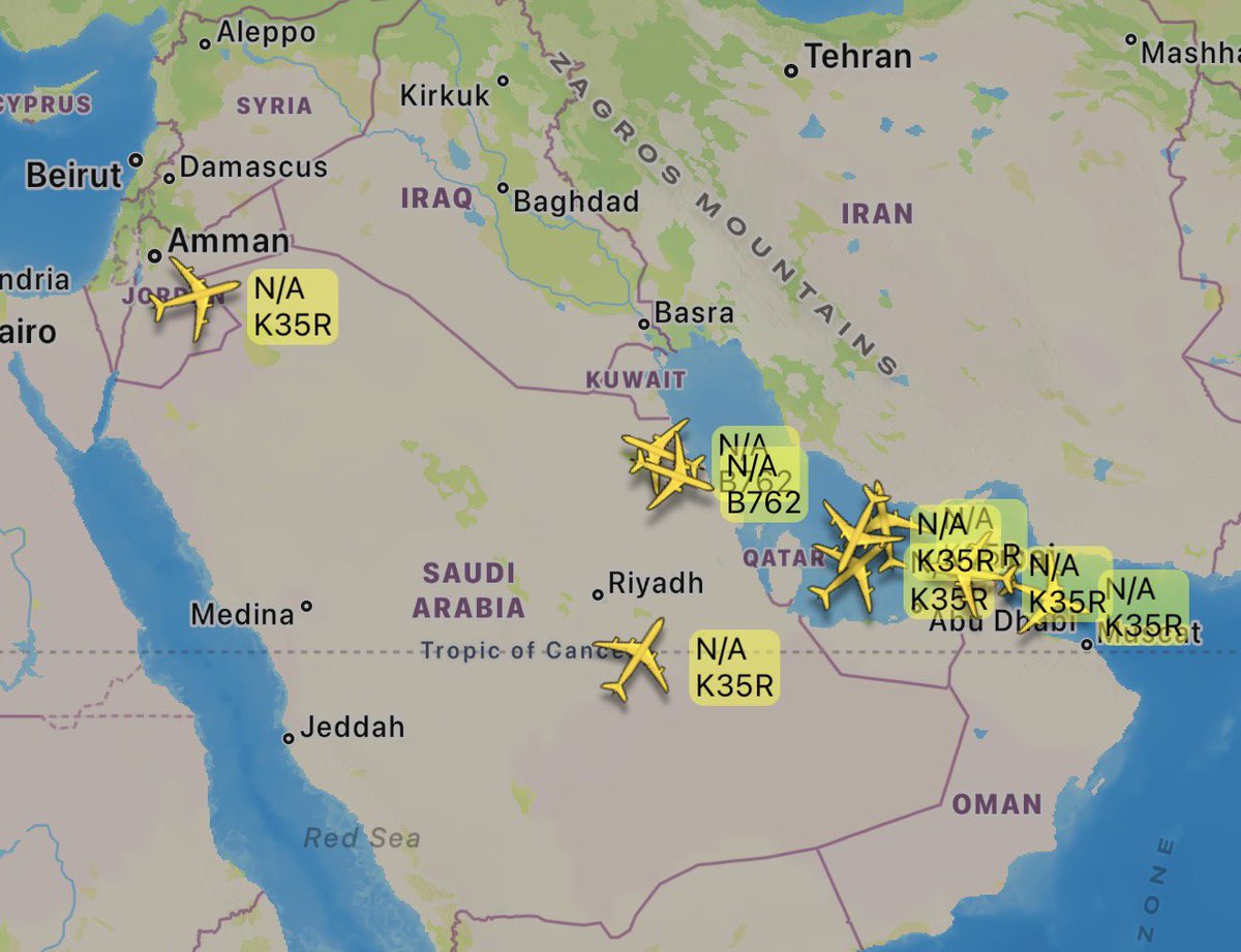 GordoCDA's tweet photo. Nice USAF tankers airborne over the Middle East https://t.co/Vxo6ryIPHh