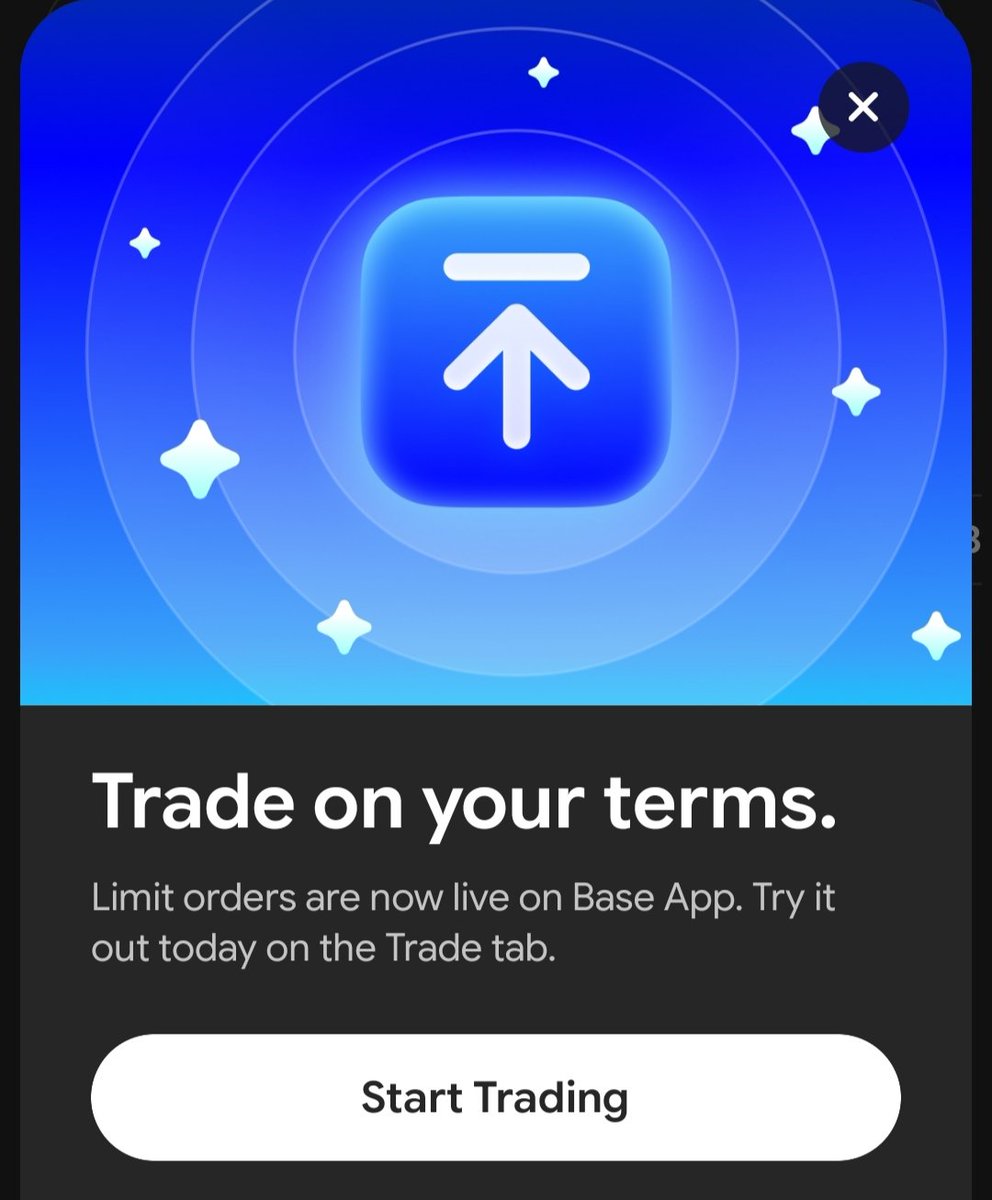_HeyTheo's tweet photo. Limit Orders are now live on @baseapp  

You no longer need to sit in front of charts waiting for the perfect entry or exit.

Set your target price, place your order, and let Base handle the execution automatically.

✅ Buy lower
✅ Sell higher
✅ Trade with a plan
✅ Reduce emotional decisions
✅ Stay active even while offline

A simple feature, but a major upgrade for onchain traders.

@base