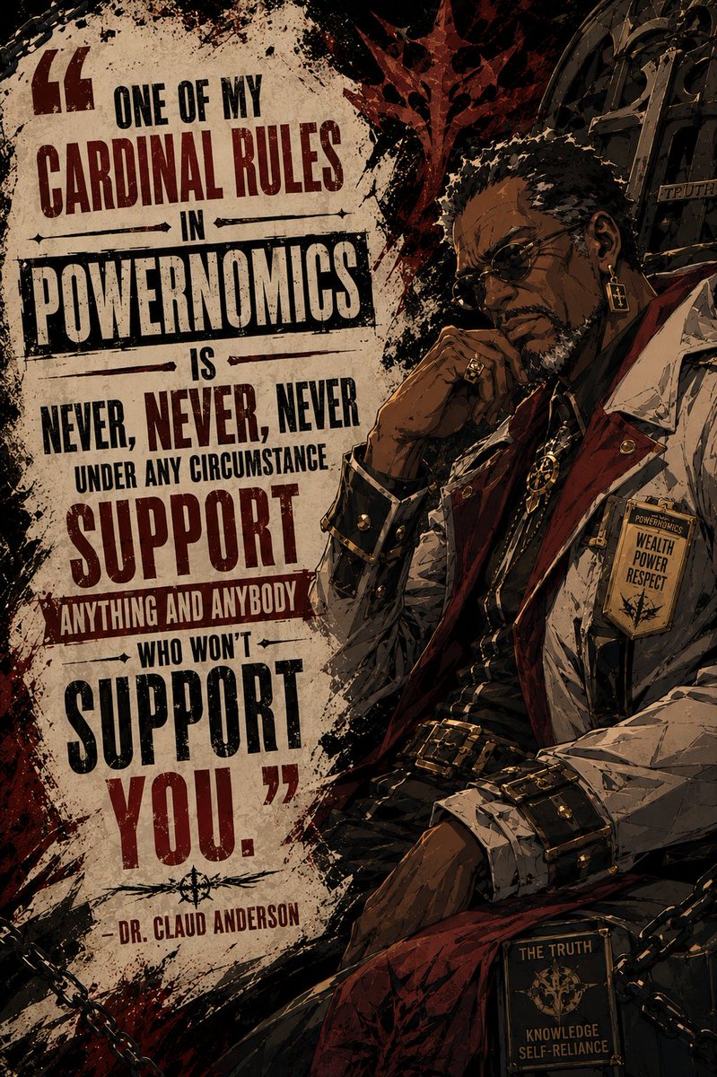 BlackPowderPC's tweet photo. @tariqnasheed Some people just want to be seen. I say dude can keep that same energy in the future."
One of my cardinal rules in Powernomics is never, never, never under any circumstance support anything and anybody who won’t support you. …” – Dr. Claud Anderson https://t.co/YGI8BQz5gC