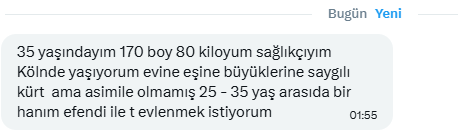 eristimm's tweet photo. Almanya Kölnden 
35 yaş Boy 1.70 kilo 80 yaşadığı yer Kürdistan işi sağlıkçı evine eşine ve büyüklerine saygılı olması kültürümüzü dolu dolu yaşamak asimile olmaması https://t.co/PpcwciAy7h