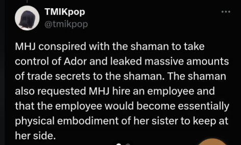 sb_ilna's tweet photo. This witch had 58k messages with a shaman in 6 months, 10k/month, 1/work min.💀
The shaman asked her to hire an employee that she will possess the body to work with her at Hybe... and Mhj said okay. https://t.co/HqDhBvQPxJ