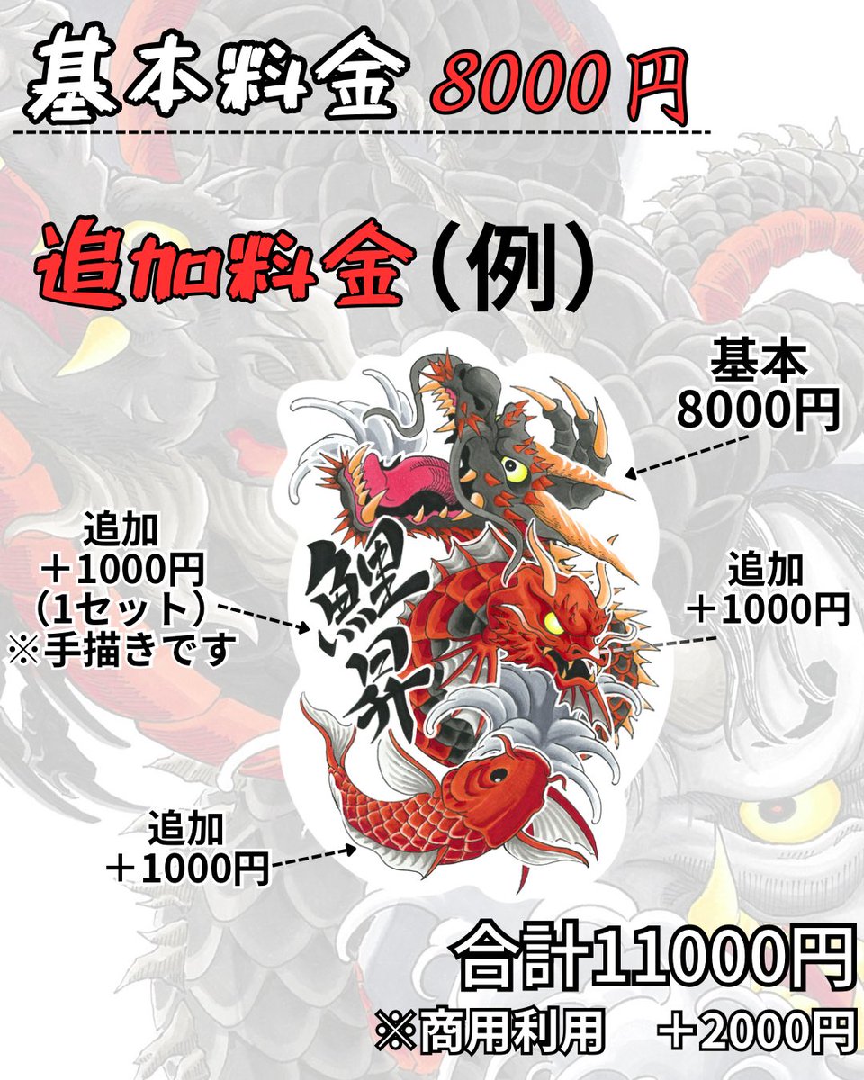 mutattoo15738's tweet photo. 【有償依頼】
観賞用イラスト、ステッカー、その他デザインなど描かせていただきます。
刺青を入れられない代わり、
入れられてる刺青をイラスト化するなど、

自分だけのイラストを描きます。
ぜひ、お気軽にお声掛け下さい。
#和彫り #イラストオーダー #タトゥー #イラスト #有償依頼 https://t.co/9xa7dOgQNp