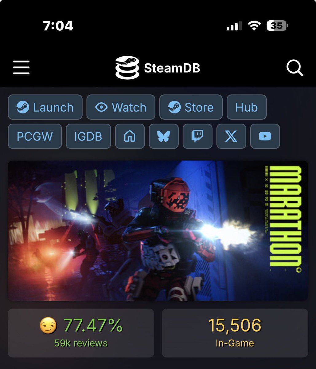 LordCharizard33's tweet photo. It’s 7pm on the east coast and on the final night of free to play for Marathon it is currently struggling to get over 16k players while Destiny 2 is over 120k players.   A clear message is being sent to Bungie and Sony about what the players want.   
(And it’s not even the weekend😉)

#WeWantDestiny3