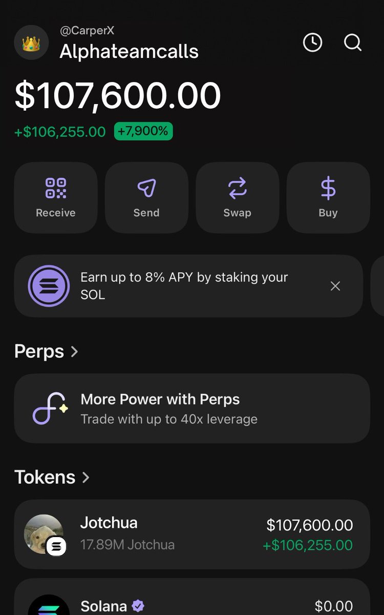 Alphateam2k26's tweet photo. 🚨 WE CALLED $JOTCHUA AND IT’S EXPLODING 🔥
Stealth gem at $50K MC → Now printing serious money
Portfolio sitting at $107,600
+7,900% | +$106,255 profit
$JOTCHUA delivering exactly what we said
@CarperonX X & Alphateamcalls cooking again
Drop your screenshots below 🔥
#crypto #sol #memecoins