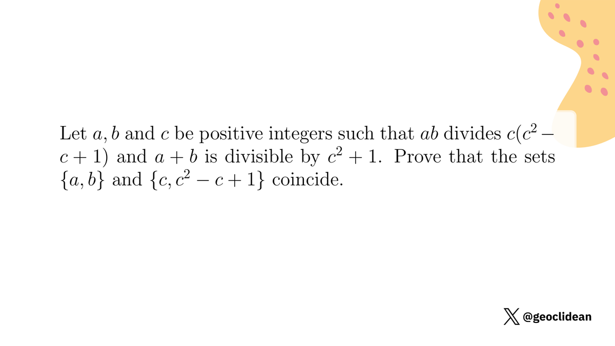 geoclidean's tweet photo. Bulgaria 6
#Algebra #Polynomial #Symmetry #ModularArithmetic #NumberTheoryProposed #NumberTheory https://t.co/o1F3SLDFuT