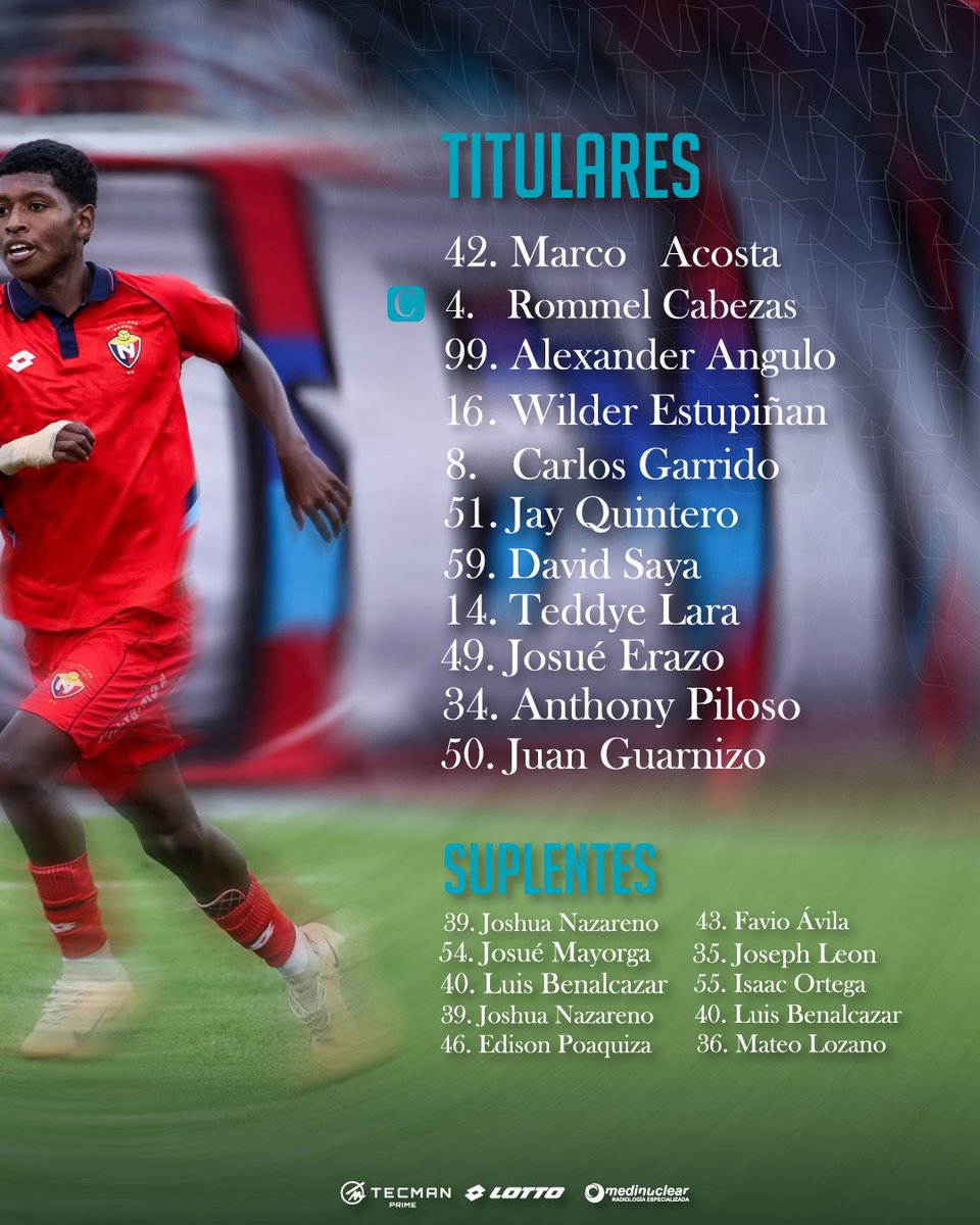 elnacionalec's tweet photo. ⚽️ 11 INICIAL 🔴
Así defenderemos estos colores ¡Vamos Criollos!
#ElNacional
#LigaEcuabetConectadaPorXtrim
#BiTri https://t.co/I1fCnSgWCf