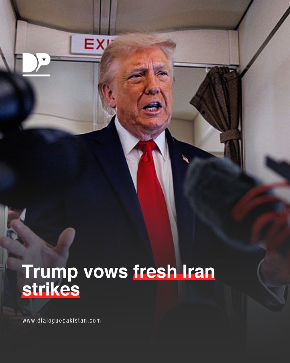 DialoguePak's tweet photo. US President Donald Trump on Wednesday pledged additional military strikes against Iran, accusing Tehran of delaying negotiations and acting in bad faith. Speaking at the White House,
https://t.co/xk3k6jmGgk
#DialoguePakistan #DonaldTrump #USMilitary #USCentcom #IRGC https://t.co/kXFdsVD2x6