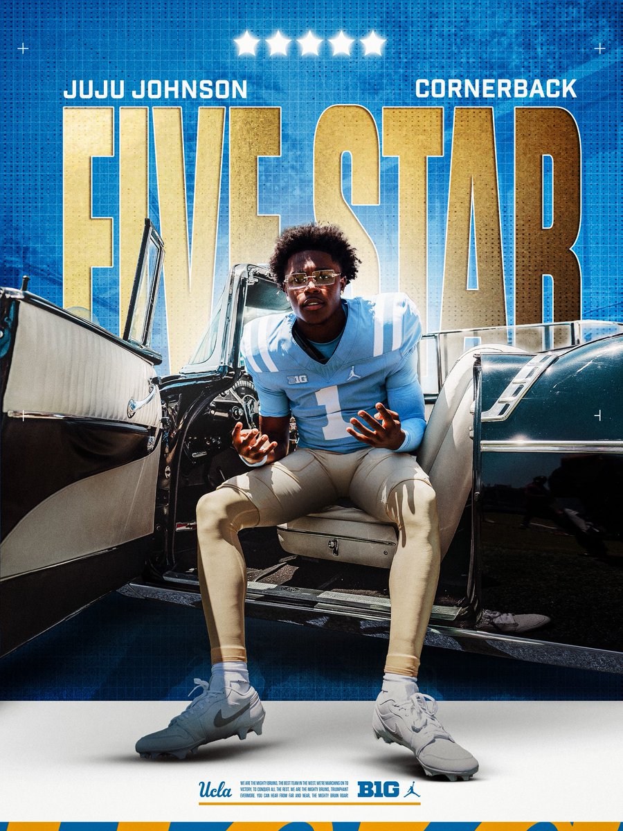 JuLikeThat's tweet photo. Blessed to be named a 5 star again! God just tested me that’s all he knew the truth. #gobruins #fivestar @UCLAFBRecruit https://t.co/ODNl9UWosh