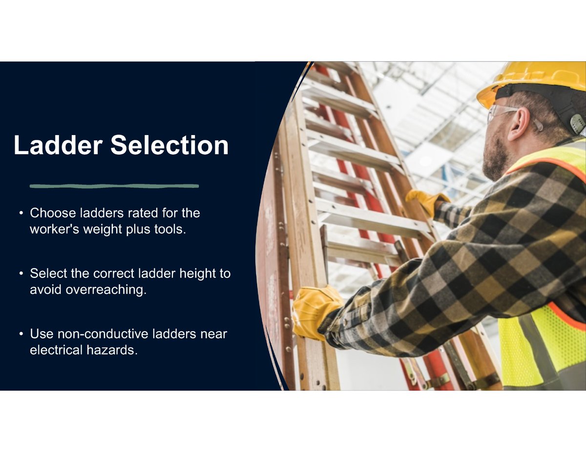 ericandrew's tweet photo. June is National Safety Month. Ladder safety is not only using a ladder properly, but it starts with using the correct ladder. Considerations like weight, height, and the material the ladder is made of are important. https://t.co/3KE6rYGsdZ