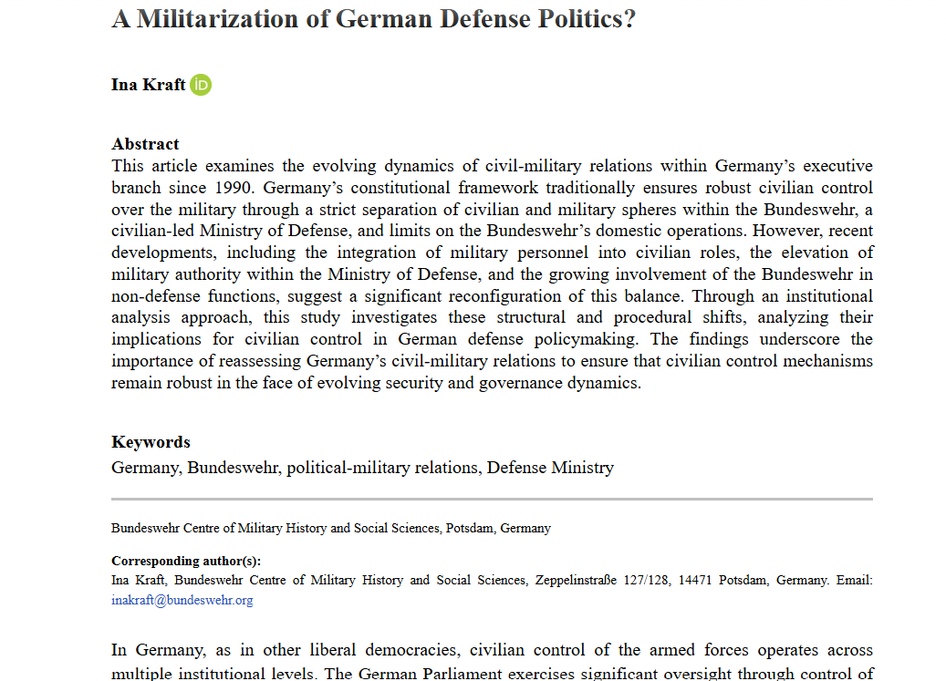AFS_SAGE's tweet photo. Check out this article from our #NewIssue! A Militarization of German Defense Politics? - Ina Kraft https://t.co/icHVdSBUKt https://t.co/AGfV834OWO