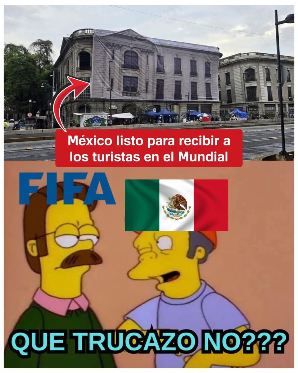 Elegido123_'s tweet photo. Para no pasar vergüenzas con la FIFA en México le están poniendo lonas con fotografías a algunas obras inconclusas.

No dominamos el mundo porque no queremos. https://t.co/PK2KLTuPia