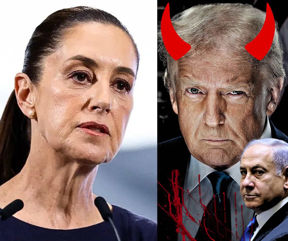 MiguelRuizCalv's tweet photo. 🔥🔥BRUTAL RIDÍCULO DE TRUMP!

La presidenta de México, Claudia Sheinbaum, le da una lección a la coalición de Epstein:

«Estoy en contra del eje bélico estadounidense-israelí. Bombardear escuelas llenas de niñas no es defensa propia; es un auténtico crimen de guerra.» 

«Quien califique de defensa propia el asesinato de niños es un agente del genocidio... y quien guarde silencio al respecto es cómplice de la sangre derramada.»