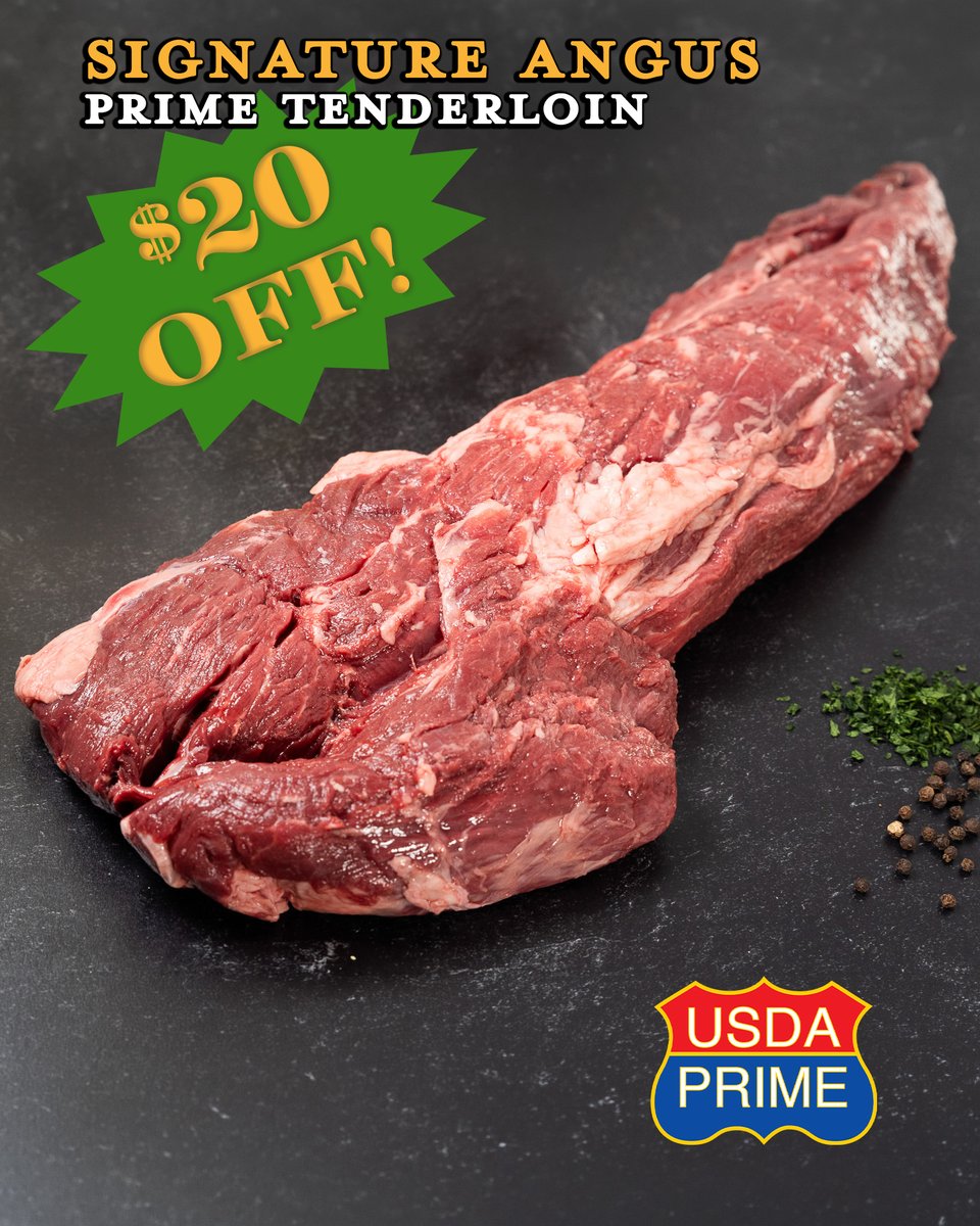 JoyceFarms's tweet photo. Grilling season has us thinking about beef. 🔥 Our Signature Angus Heritage Beef Prime Tenderloin is $20 off — whole, center-cut, USDA Prime, and ready for the grill or oven. What’s your go‑to cut for grilling? 🥩 #JoyceFarms #SignatureAngus #GrillingSeason https://t.co/0vjvYJ8GoA