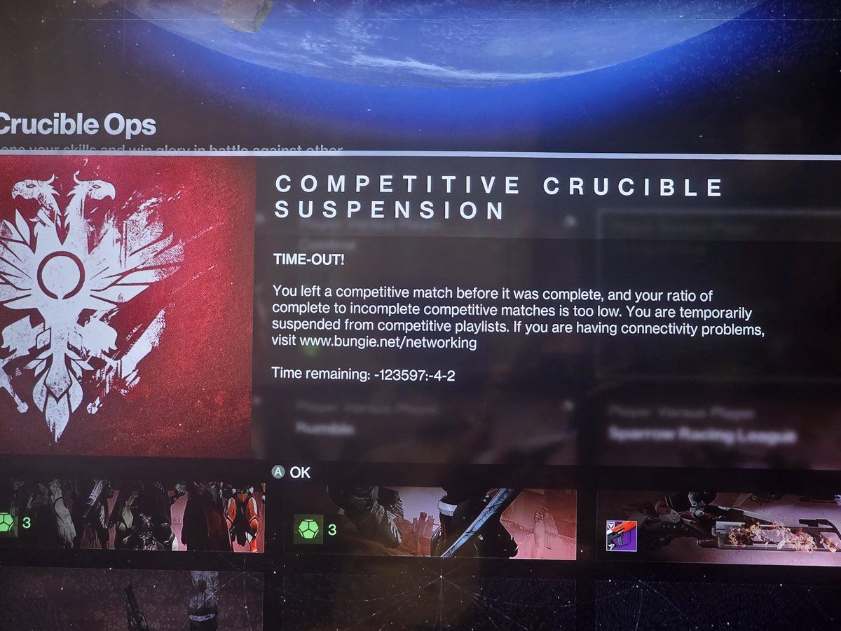FrancisSul32461's tweet photo. @DestinyTheGame @Bungie what is that time remaining? https://t.co/swyZgBgiHS