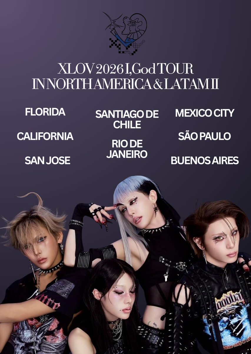 xlovbotomy's tweet photo. 📢 XLOV 2026 I,God TOUR IN NORTH AMERICA &amp; LATAM II Announcement Poster #엑스러브 #XLOV
@XLOV_official

#XLOVTour2026 #XLOVinNA_LATAM #XPopBase #LobotomyEntertainment #ConcertTour #coming_soon https://t.co/Kc2fCIbPGp