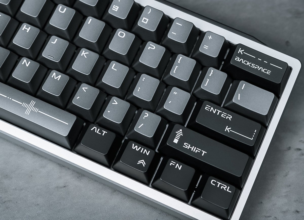 __BoIo's tweet photo. Meletrix MCAPS Tactical Gray
Keycaps on the Kbdfans GT60 Case with Wuque Studio WS Diamond HE Switches. 
Most metal keycaps feel heavy and make my keys rebound feel sluggish. The MCAPS have a premium look and feel while still feeling light and springy
One of my new favorite sets! https://t.co/Ai8KzdHvBz