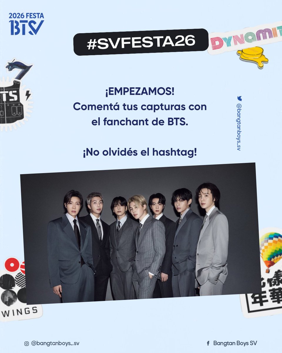 bangtanboys_sv's tweet photo. — ¡Empezamos con esta stream party! ❤️‍🔥

Comentá con tus capturas y el hashtag: #SVFESTA26
¡Logremos esta meta juntos! 🫂🇸🇻

StationHead: https://t.co/gIhg4k9SyX

Playlists: https://t.co/0SQYyJNqLB

Nocturnas: 
💜https://t.co/RyZ9PMzPc9
🌟https://t.co/JhT2lpVcIa https://t.co/usQ6DDLhD8