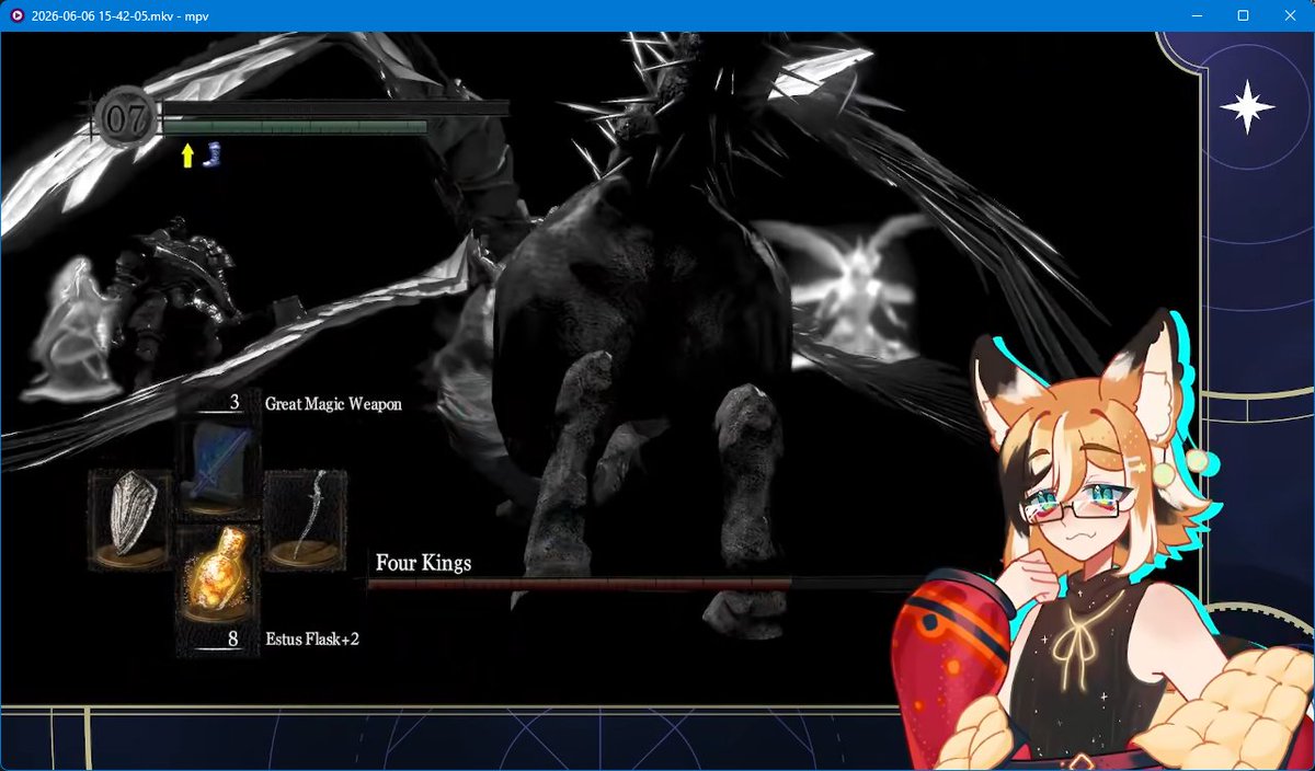 Jetsfantasy's tweet photo. Last time we ended stream with the 4 Kings being Priscilla, Iron Golem, Sanctuary Guardian, and Seath the Scaleless... Before we even return to them, how about we go to The Painted World and try to power up? #vtuber #envtuber https://t.co/expSdGTwCM