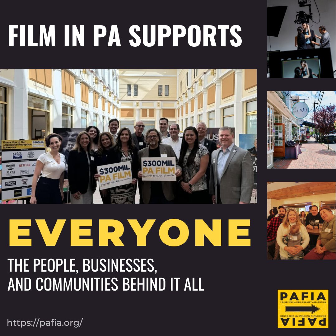 PAFIA's tweet photo. Film in PA supports everyone!

From crews to small businesses and communities across the state, the impact of PA’s film industry goes far beyond the set. Continued investment means more opportunity statewide. 🎬 
#FilmInPA #PAFilm #PAFIA https://t.co/cI2odMY7al