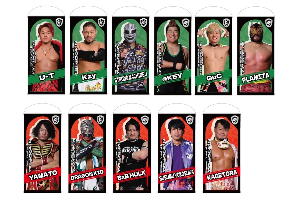 dragongate_pro's tweet photo. 【📢オフィシャルグッズ情報】

🆕新商品！✨
|◤選手ミニタペストリー◢|

🔜オフィシャルwebショップにて期間限定受付
6/11(木)18:00〜6/16(火)23:59

🛒https://t.co/u4NnNqRuqc

価格 各1,650円

#DRAGONGATE https://t.co/ePF6eERPHG