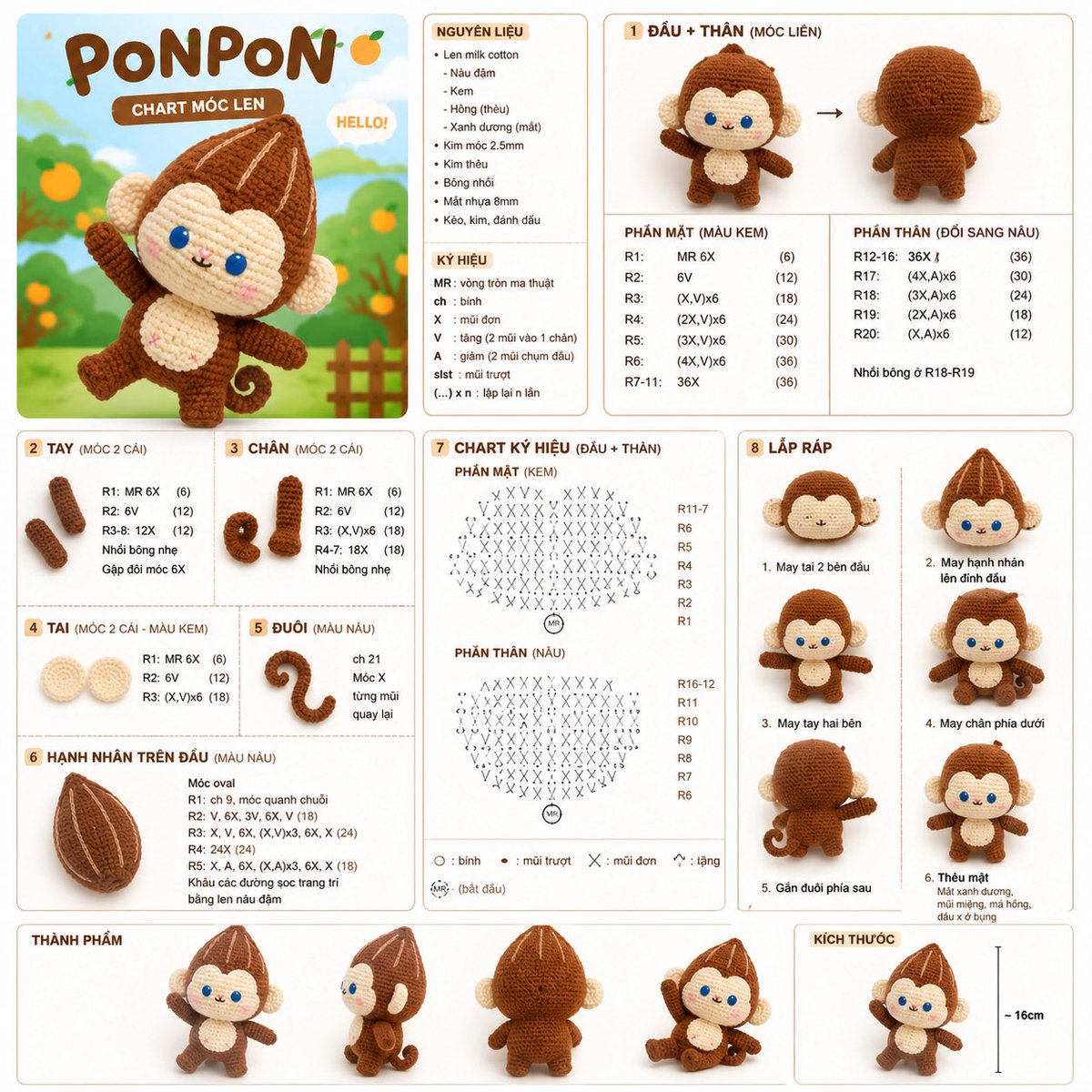sunnyhere_n's tweet photo. PonPon Crochet Pattern 🐵🌰
#PONPON 
#ProgressPassawish 
 #AlmondProgress 
#almondbabybigboy︎ 
#PSPW #WhenOrangesFall https://t.co/RcObPNwvW0