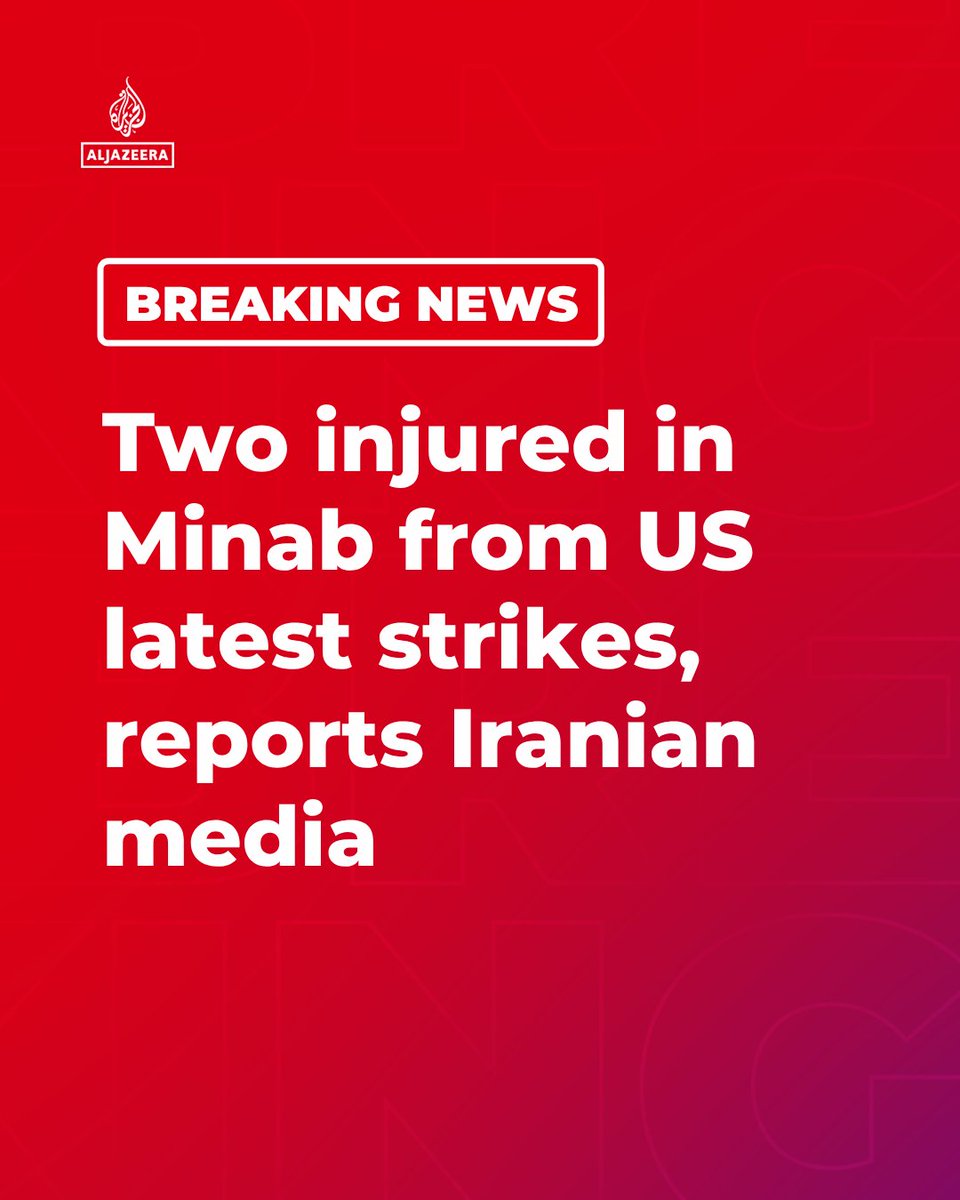 BREAKING: Iranian state television says two people from the village of Korgan in the city of Minab were injured by shrapnel from US munitions.