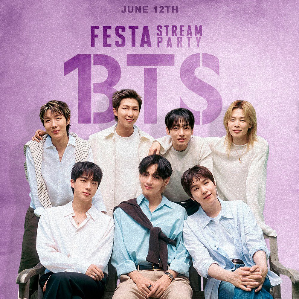 strmforbts's tweet photo. 💜BTS FESTA STREAM PARTY💜

ARMY llegó el momento de celebrar juntos el amor, la música y los recuerdos que BTS nos ha regalado durante estos 13 años!

Te invitamos a celebrar juntos su aniversario y el lanzamiento de “Come Over” 

Demostremos el amor que les tenemos 💜

↓Info https://t.co/0l4y8QhqTg