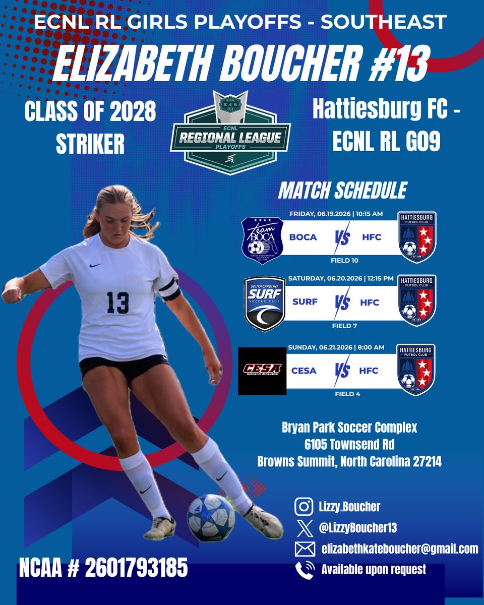 LizzyBoucher13's tweet photo. Headed to North Carolina next week for the ECNL RL Southeast Regionals! @TopDrawerSoccer @PrepSoccer @ImCollegeSoccer @ImYouthSoccer @TheSoccerWire  @ECNLgirls https://t.co/VErWrEHpbP