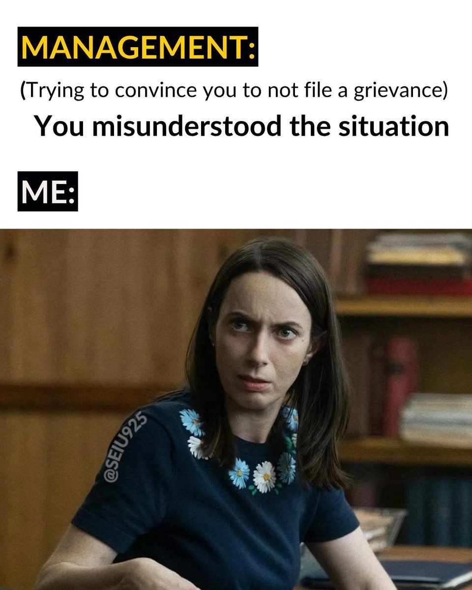 SEIU925's tweet photo. Management's favorite version of conflict resolution is trying to convince you it was your fault. Don't fall for it!

#UnionsForAll #unionmemes https://t.co/bR4UI9a2jR