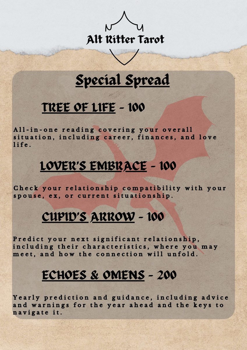 AltRitterTarot's tweet photo. Hey hey~
Hari ini, dan gatau sampe kapan, semua menu baca tarot aku diskon 25% yak! Jadi yang butuh reading silahkan langsung DM/WA aja. Mau cerita dulu/ga, atau mau tanya-tanya dulu, boleh. Queer friendly, pengalaman lebih dari 10 tahun. Thank you~
#bealanja https://t.co/EiahKJmUy9
