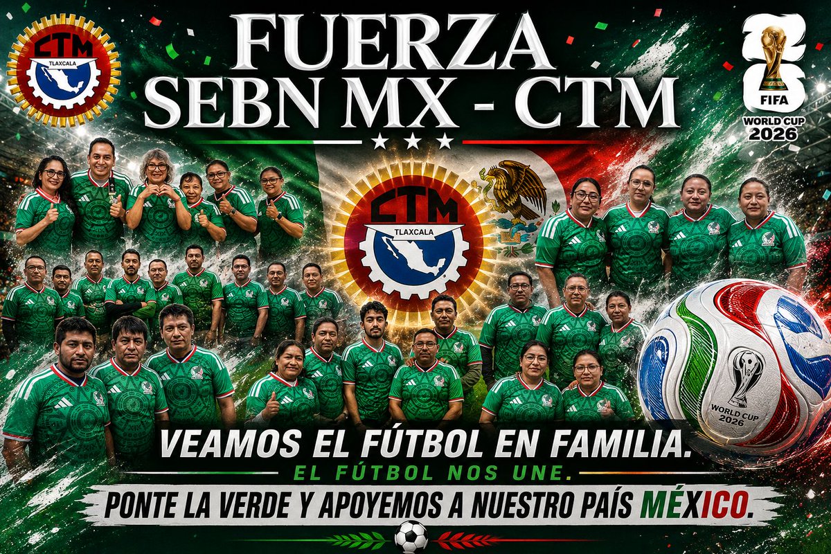 SUFRAGIOrevista's tweet photo. #Entérate Más de 80,000 trabajadoras y trabajadores afiliados a la @CTMPuebla disfrutarán de la inauguración del mundial de ⚽ partido México 🇲🇽 VS Sudáfrica 🇿🇦.
 
Aunque Puebla no es Estado sede oficial, de acuerdo al decreto presidencial; por acuerdos entre Empresas y Sindicatos, en sus lugares de trabajo, descansando, con permisos y en los edificios sindicales de la CTM;  todas y todos a disfrutar de la fiesta futbolística 🏟️