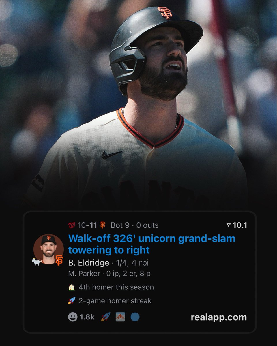realapp's tweet photo. Bryce Eldridge is the youngest player in MLB HISTORY to hit a walk-off grand slam 🤯 https://t.co/xDnHrUZkdK