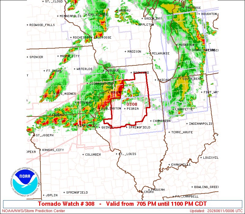 7:07pm CDT #SPC_Watch WW 308 TORNADO IL 110005Z - 110400Z, #ilwx