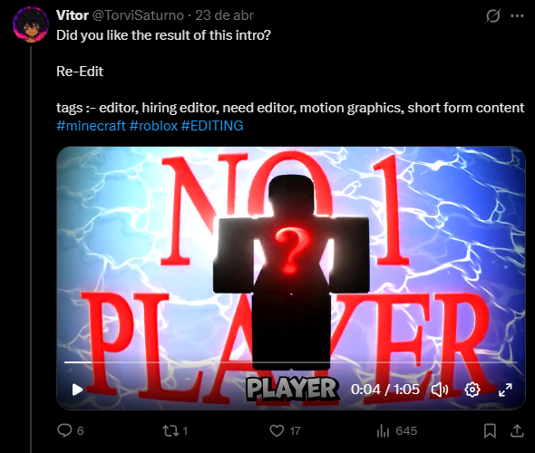 sbardelottoaep's tweet photo. So apparently this "editor" @ytiimothy has been stealing other people's work and putting it in his portfolio.
@TorviSaturno posted a WIP intro he was working on and Timothy just took it and added it to his own portfolio to try to land clients with it. https://t.co/196tBWvR6v