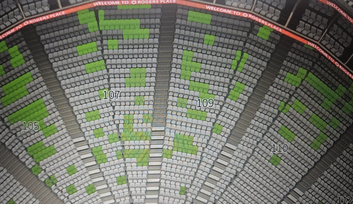 klimaslid's tweet photo. This week is "Seat Relocation Week" for Oilers Season Seat Holders. In the years we've had season seats, I've never seen this many available (EMPTY) seats. https://t.co/p0wvzHcKSw