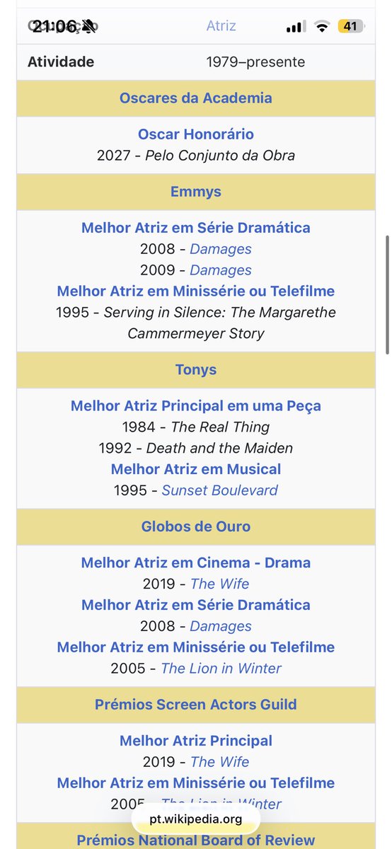 oliverflorrick's tweet photo. As gays já colocaram o Oscar honorário no Wikipedia da Glenn Close. LUXO! https://t.co/K8z5y0dx2j