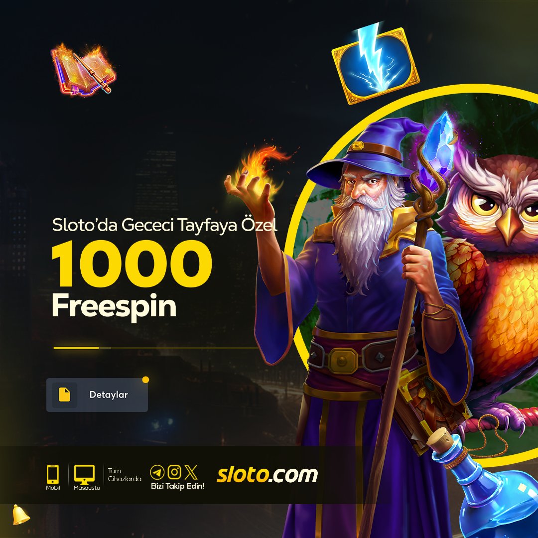 SLOTORESMII's tweet photo. 💛 1000 Freespin ile geceye güçlü başla!

🔥 Gececi tayfaya özel dev freespin fırsatı seni bekliyor.

⚡ Freespin avantajıyla oyuna katıl, kazanç şansını büyüt.

💚 Sloto’da heyecan şimdi başlıyor!

🔗 https://t.co/2jK3MaFSmW https://t.co/0luT4fo3Qc