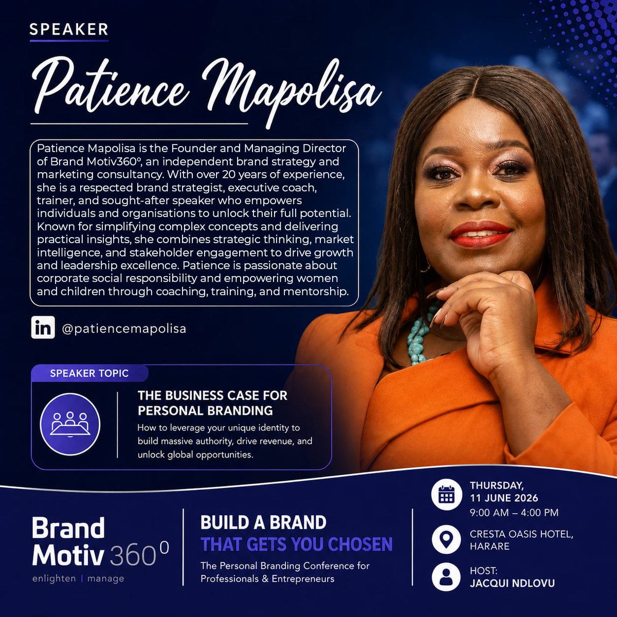 pattymaps's tweet photo. Your brand is your business case. 

I’ll be speaking at “Build A Brand That Gets You Chosen” Conference on 11 June 2026.

Topic: The Business Case for Personal Branding 
→ Build authority
→ Drive revenue  
→ Unlock global opportunities

#BrandMotiv360 #PersonalBranding https://t.co/18EWw5eidN