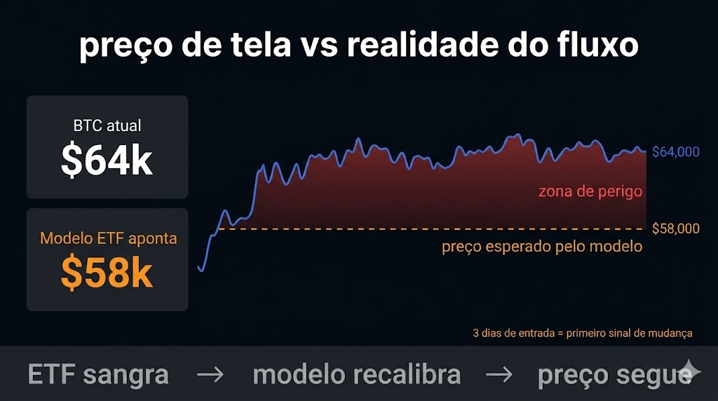 nrafaeldefi's tweet photo. BTC em $64k parece estável.
Mas o modelo de fluxo de ETFs
aponta preço esperado em $58k.
Isso não é opinião.
É o que a demanda institucional
está dizendo em tempo real.
O preço de tela e a realidade
do fluxo raramente andam juntos. 👇🧵
#Bitcoin #BTC #CriptoBR https://t.co/GsOl1qb7Px