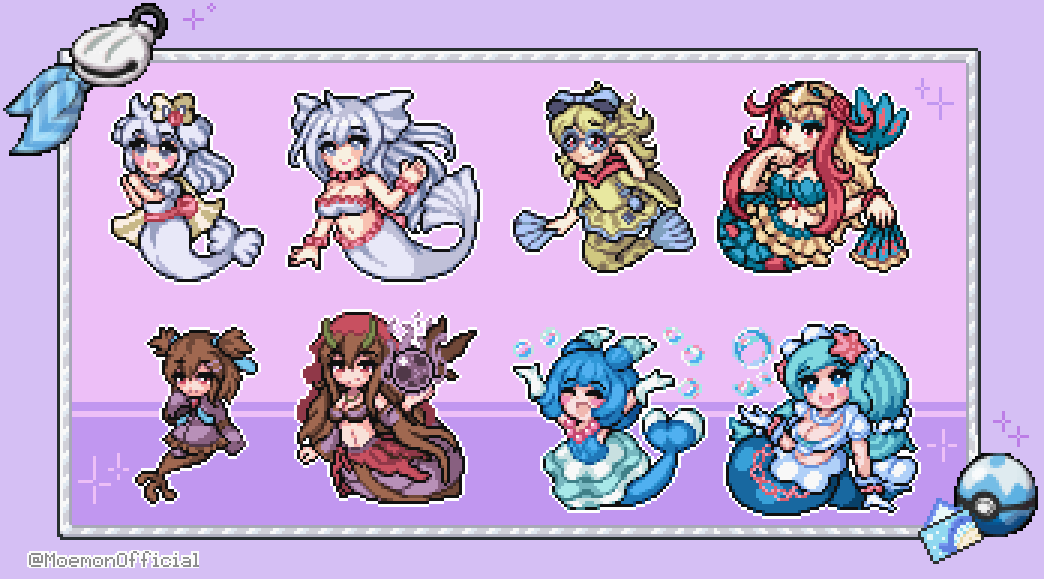 MoemonOfficial's tweet photo. Moemon Mermaids ready for beach season!🐚
#moemon https://t.co/XXZVAp0DNh