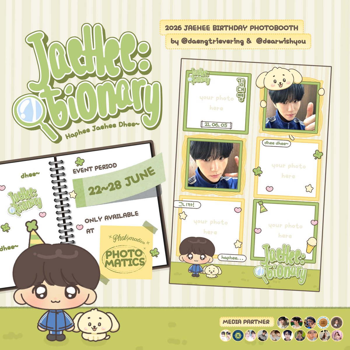 galleriadena's tweet photo. 💚 𝐉𝐚𝐞𝐡𝐞𝐞𝐜𝐭𝐢𝐨𝐧𝐚𝐫𝐲: 𝐇𝐚𝐩𝐡𝐞𝐞 𝐉𝐚𝐞𝐡𝐞𝐞 𝐃𝐡𝐞𝐞 🐕🌳

Jaehee Birthday Photoframe Event by @daengtrievering @dearwishyou

📸 @photomaticsid 
⏳22–28 June 2026

Pose your best with our #HAPHEE_JAEHEE_DHEE frame 🖼️ 
#JAEHEE #재희 #ジェヒ https://t.co/nUo8ZKumsv