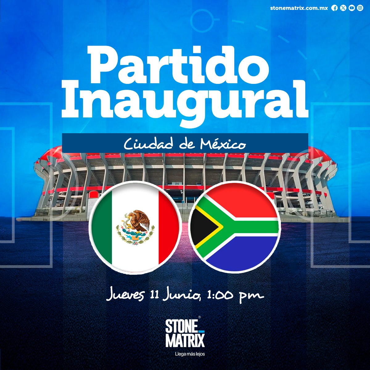 StoneMatrixMx's tweet photo. ⚽🏆 ¡Estamos a solo 1 día de que inicie la fiesta más grande del fútbol! 🌎✨
La cuenta regresiva termina y la emoción se siente en cada rincón. Mañana el mundo se une para vivir la pasión, los goles y los momentos inolvidables del Mundial 2026. 🇲🇽🔥
#StoneMatrix #LlegaMasLejos https://t.co/dEy7TBF7MP