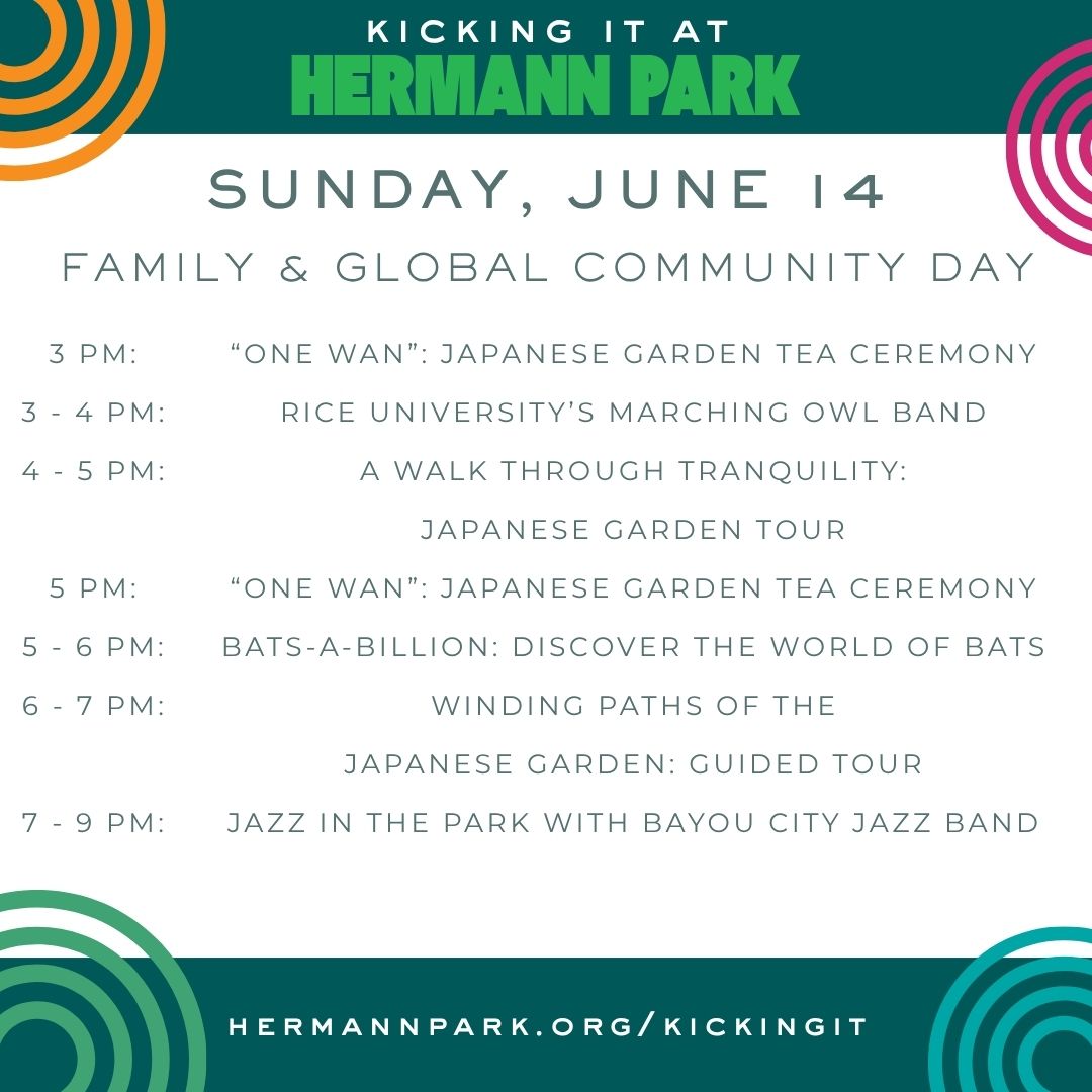 HermannPark's tweet photo. Kicking It at Hermann Park presented by @exxonmobil kicks off this weekend!🎉 Join us for live music, cultural performances, garden experiences, family activities, outdoor recreation, and opportunities to explore the Park’s most beloved spaces.🌳 More at https://t.co/GIm0P4KzkM. https://t.co/BEiGCx0AjA