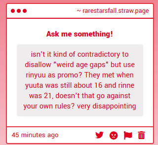 rarestarsfall's tweet photo. Friendly reminder that our rules do not disallow age gaps, they recommend against wide ones. Also, we considered canon ages at the time of the current arc. If seeing this promotional image upsets you, we encourage you to seek events with a heavier ruleset https://t.co/a4szgg8iVg