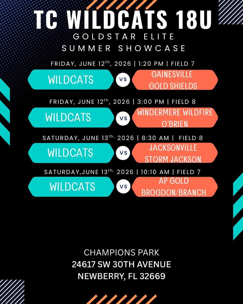 TCAAWildcats's tweet photo. The TCAA Wildcats are headed back to Newberry this weekend for the GoldStar Elite Summer Showcase! Excited for three days of high-level competition and great games on the turf. @GoldstarElite @SBRRetweets @SoftballDown https://t.co/BIXred15Sx